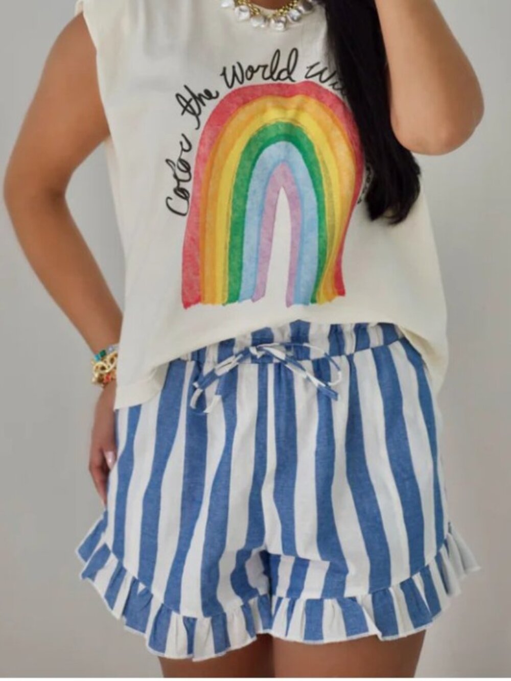 Blue Ruffle Shorts